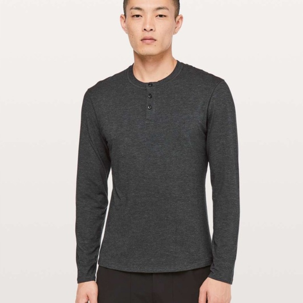 NWOT Lululemon 5 Year Basic Long Sleeves Henley Heathered Black